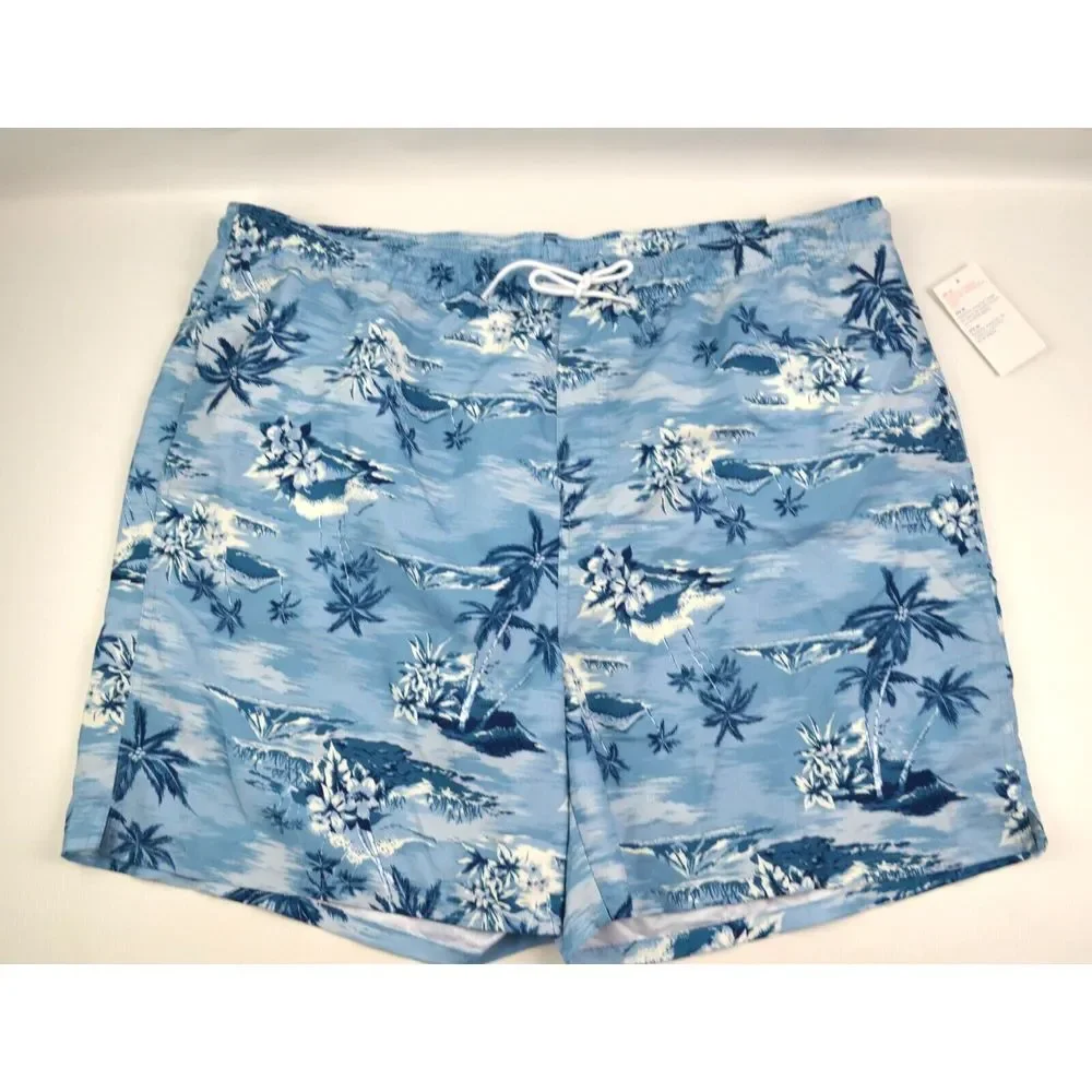 Old Navy Men's Draw‎ String Blue F/oral Swim Trunks Shorts Size XXL Inseam 7